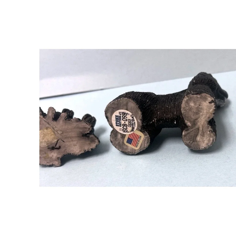 Lot Of 2 Stone Critters Black‎ Cocker Spaniel Dog Breed Figurines Puppies